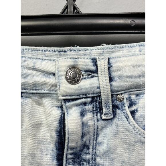 Guess Shorts Womens 28 Triangle Logo Jean Daisy Dukes Low Rise Acid Wash - Picture 6 of 9